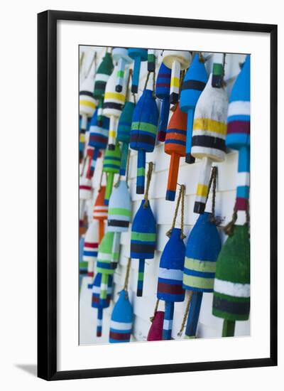 USA, Maine, Stonington, Decorative Lobster Buoys-Walter Bibikow-Framed Photographic Print