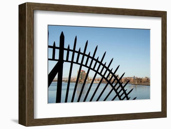 USA, Manhattan, Upper East Side. John Finley Walk along East River, iron grating in front of river-Alison Jones-Framed Photographic Print