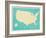 USA Map (blue)-Sparx Studio-Framed Giclee Print