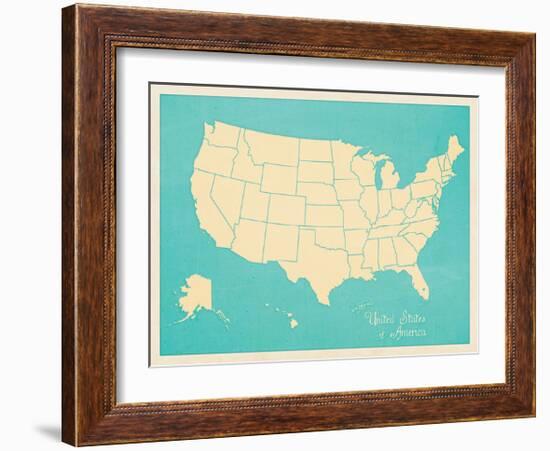 USA Map (blue)-Sparx Studio-Framed Giclee Print