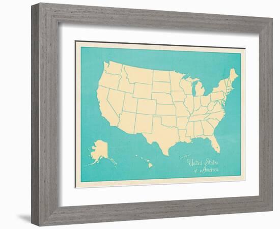 USA Map (blue)-Sparx Studio-Framed Giclee Print