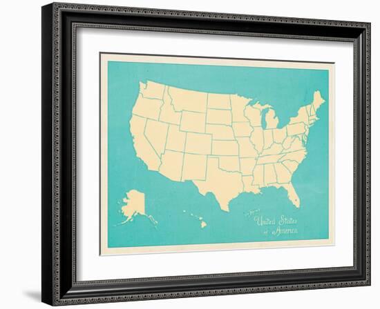 USA Map (blue)-Sparx Studio-Framed Giclee Print