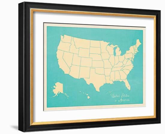 USA Map (blue)-Sparx Studio-Framed Giclee Print