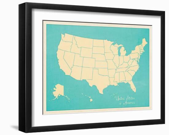 USA Map (blue)-Sparx Studio-Framed Giclee Print