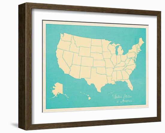 USA Map (blue)-Sparx Studio-Framed Giclee Print