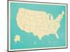 USA Map (blue)-Sparx Studio-Mounted Giclee Print