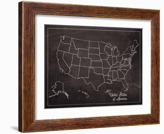 USA Map (chalk)-Sparx Studio-Framed Giclee Print