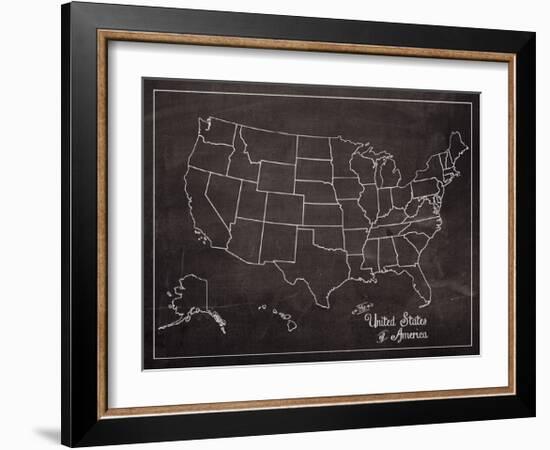 USA Map (chalk)-Sparx Studio-Framed Giclee Print