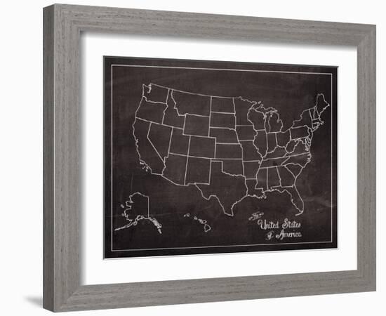 USA Map (chalk)-Sparx Studio-Framed Giclee Print