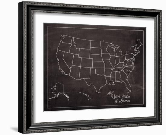 USA Map (chalk)-Sparx Studio-Framed Giclee Print