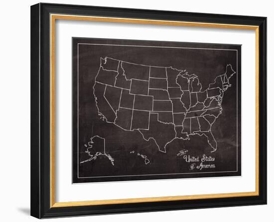 USA Map (chalk)-Sparx Studio-Framed Giclee Print