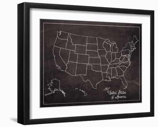 USA Map (chalk)-Sparx Studio-Framed Giclee Print