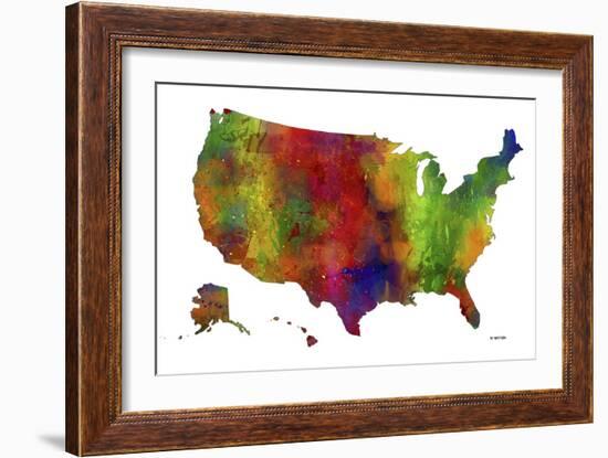 USA Map Clr 1-Marlene Watson-Framed Giclee Print