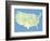 Usa Map With Names Of States And Cities-IndianSummer-Framed Art Print