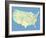 Usa Map With Names Of States And Cities-IndianSummer-Framed Art Print