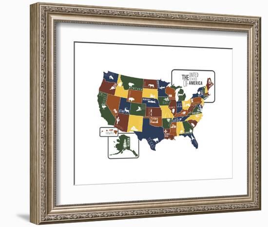 USA Map-Katelyn Lynch-Framed Art Print