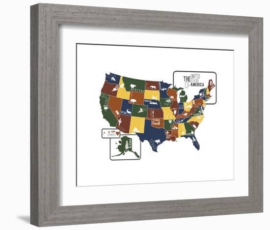 USA Map-Katelyn Lynch-Framed Art Print