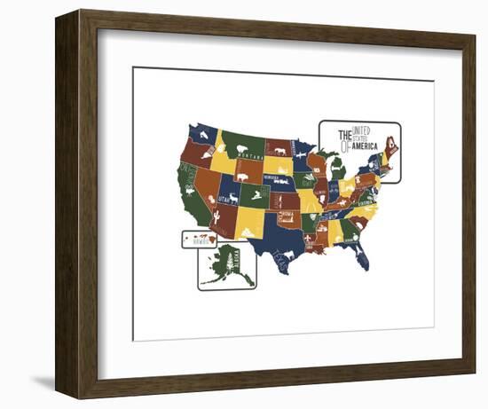 USA Map-Katelyn Lynch-Framed Art Print