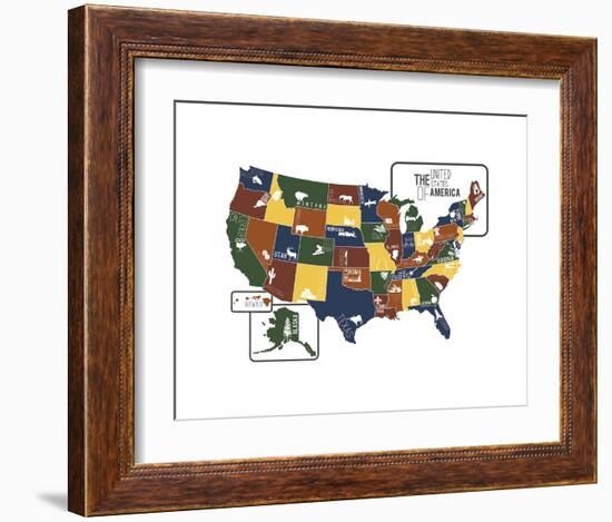 USA Map-Katelyn Lynch-Framed Art Print