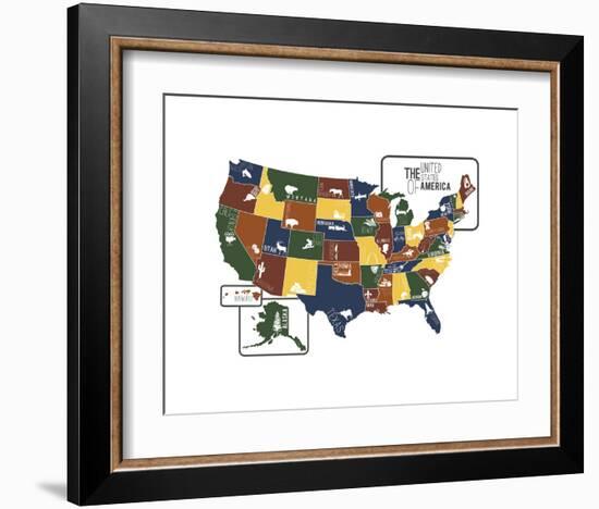 USA Map-Katelyn Lynch-Framed Art Print