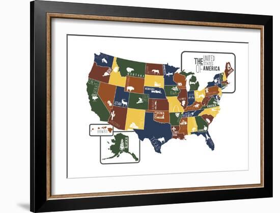 USA Map-Katelyn Lynch-Framed Art Print