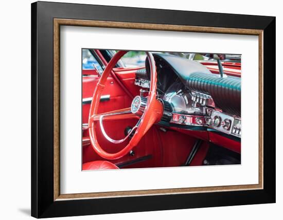 USA, Massachusetts, Beverly Farms, antique cars, 1960s Chrysler 300, interior-Walter Bibikow-Framed Photographic Print