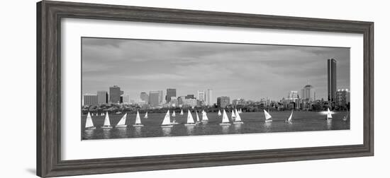 Usa, Massachusetts, Boston, Charles River, View of Boats on a River by a City-null-Framed Photographic Print