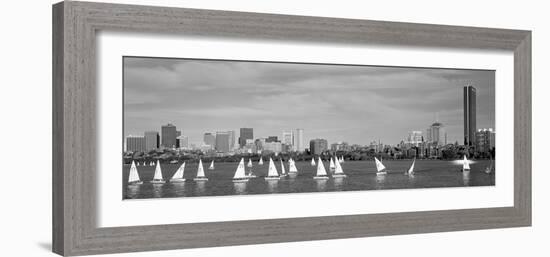 Usa, Massachusetts, Boston, Charles River, View of Boats on a River by a City-null-Framed Photographic Print