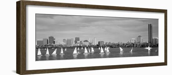 Usa, Massachusetts, Boston, Charles River, View of Boats on a River by a City-null-Framed Photographic Print