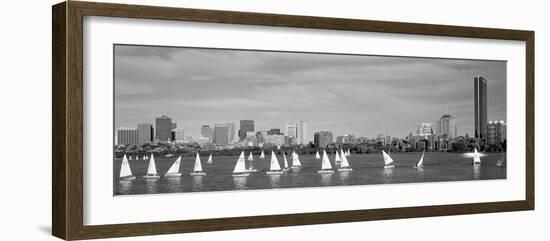 Usa, Massachusetts, Boston, Charles River, View of Boats on a River by a City--Framed Photographic Print