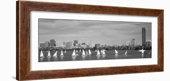 Usa, Massachusetts, Boston, Charles River, View of Boats on a River by a City--Framed Photographic Print