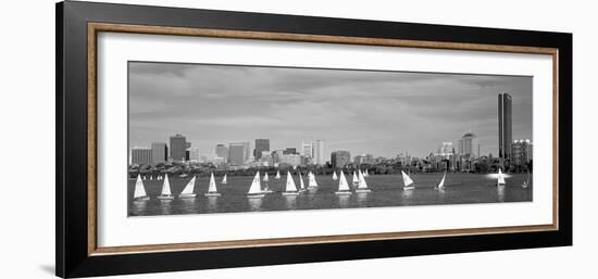 Usa, Massachusetts, Boston, Charles River, View of Boats on a River by a City-null-Framed Photographic Print