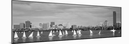 Usa, Massachusetts, Boston, Charles River, View of Boats on a River by a City-null-Mounted Photographic Print