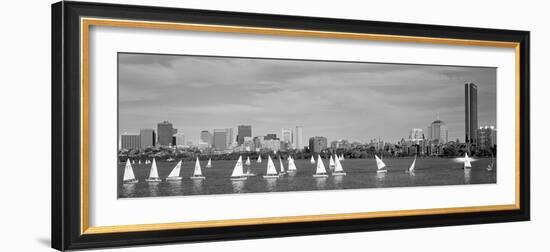 Usa, Massachusetts, Boston, Charles River, View of Boats on a River by a City-null-Framed Photographic Print