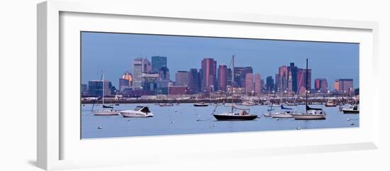 USA, Massachusetts, Boston, City Skyline and Boats Moored in the Harbour-Gavin Hellier-Framed Photographic Print