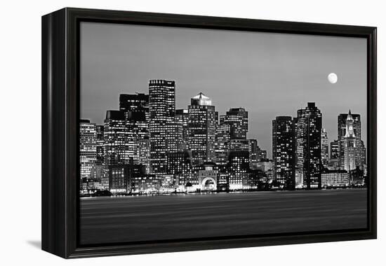 USA, Massachusetts, Boston, Panoramic view of a city skyline at night (Black And White)-null-Framed Premier Image Canvas