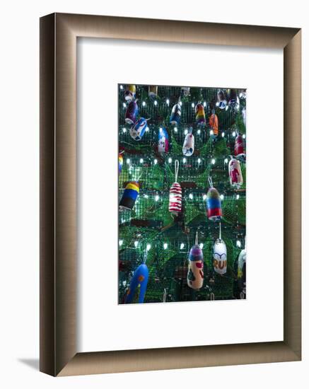 USA, Massachusetts, Cape Ann, Gloucester. Christmas Tree made of lobster traps-Walter Bibikow-Framed Photographic Print