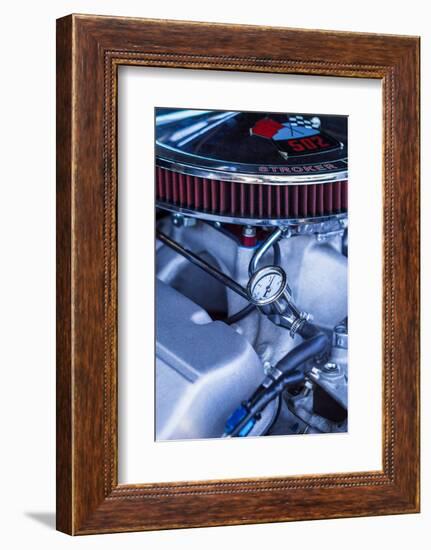 USA, Massachusetts, Cape Ann, Gloucester, classic cars, fuel pump pressure gauge-Walter Bibikow-Framed Photographic Print