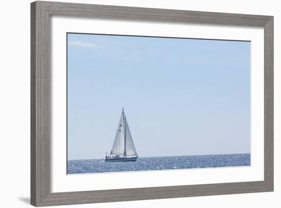 USA, Massachusetts, Cape Ann, Gloucester. Gloucester Schooner Festival, schooner parade of sail.-Walter Bibikow-Framed Premium Photographic Print