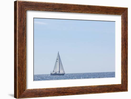 USA, Massachusetts, Cape Ann, Gloucester. Gloucester Schooner Festival, schooner parade of sail.-Walter Bibikow-Framed Photographic Print