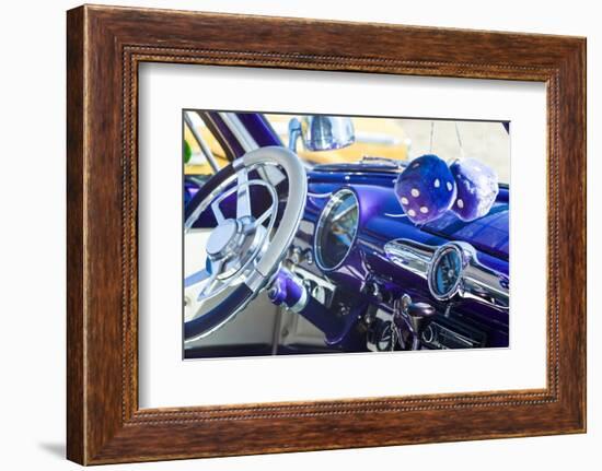 USA, Massachusetts, Cape Ann, Gloucester. Hot Rod car interior-Walter Bibikow-Framed Photographic Print