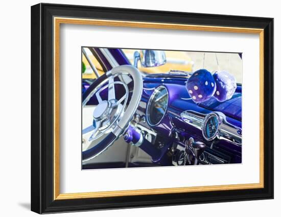 USA, Massachusetts, Cape Ann, Gloucester. Hot Rod car interior-Walter Bibikow-Framed Photographic Print