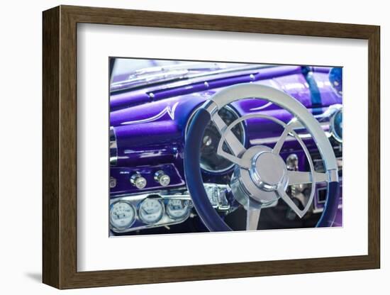 USA, Massachusetts, Cape Ann, Gloucester. Hot Rod car interior-Walter Bibikow-Framed Photographic Print