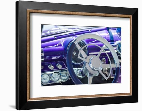 USA, Massachusetts, Cape Ann, Gloucester. Hot Rod car interior-Walter Bibikow-Framed Photographic Print