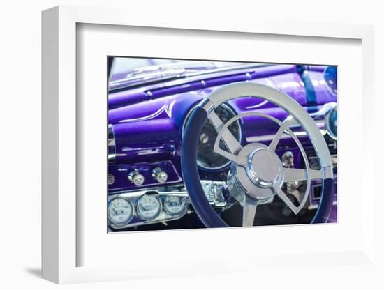 USA, Massachusetts, Cape Ann, Gloucester. Hot Rod car interior-Walter Bibikow-Framed Photographic Print