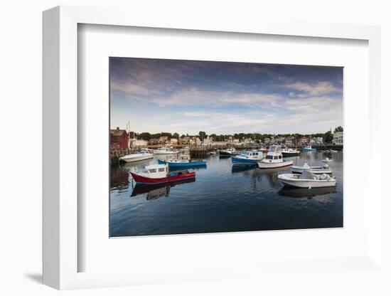 USA, Massachusetts, Cape Ann, Rockport, Rockport Harbor at dusk-Walter Bibikow-Framed Photographic Print