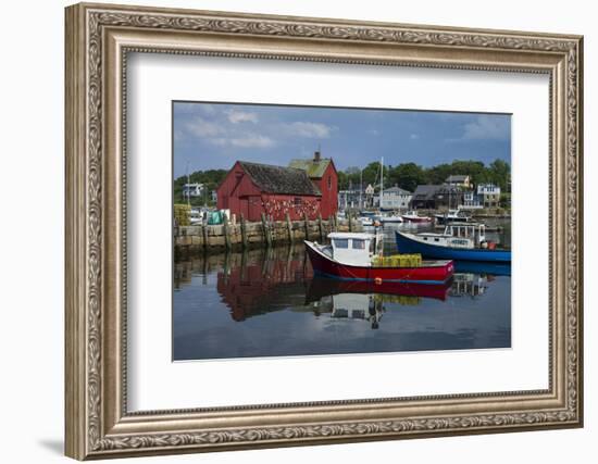 USA, Massachusetts, Cape Ann, Rockport, Rockport Harbor with boats-Walter Bibikow-Framed Photographic Print