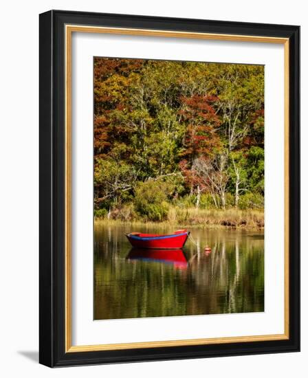 USA, Massachusetts, Cape Cod, Red dory on Herring River-Ann Collins-Framed Photographic Print