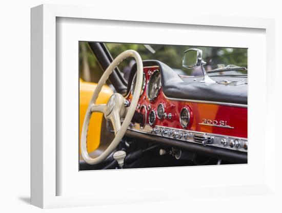 USA, Massachusetts, Essex. Antique cars, detail of 1950's-era Mercedes Gullwing-Walter Bibikow-Framed Photographic Print