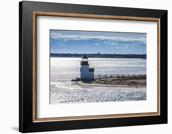 USA, Massachusetts, Nantucket Island. Nantucket Town, Brant Point Lighthouse from Nantucket Ferry.-Walter Bibikow-Framed Photographic Print